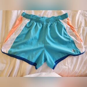 adidas Women's Athletic Shorts - Blue, White, and Orange